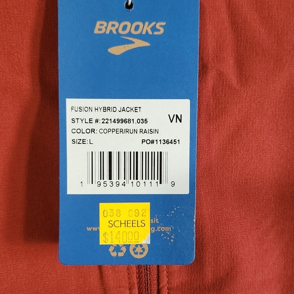 Brooks Fusion Hybrid jacket size large nwt - copper/raisin color - Picture 2 of 2